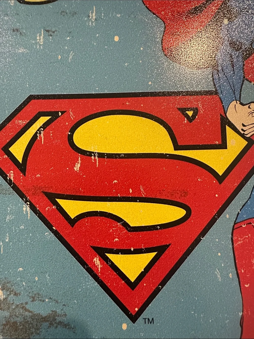 DC Comics Superman Retro Metal Sign - Blue, Red & Yellow by Desperate Enterprise